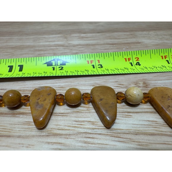 Vintage 19" Polished Beaded Agate Necklace and Earrings Set - Picture 15 of 16